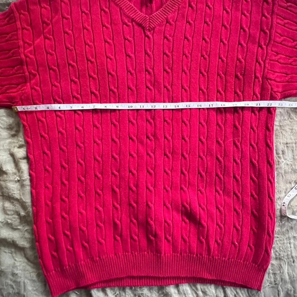Hunt Club Women's Preppy Academia Cable Knit V-Neck 100% Cotton Sweater Size XL